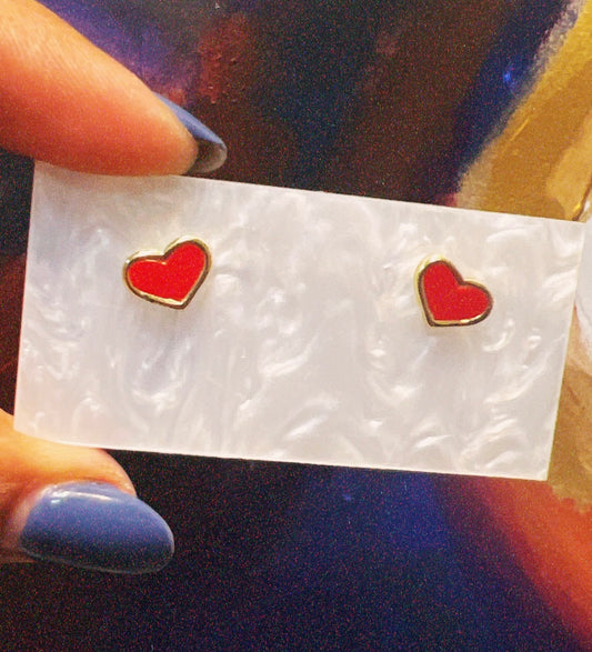 Red Heart Stud Earrings