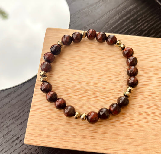 Red Tiger Eye & Pyrite Bracelet