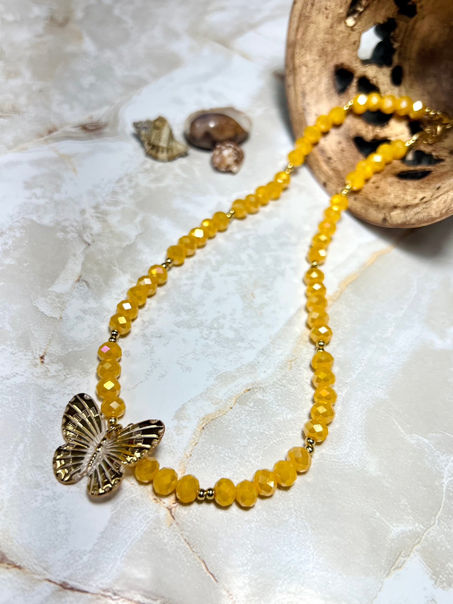 Golden Butterfly Yellow Necklace