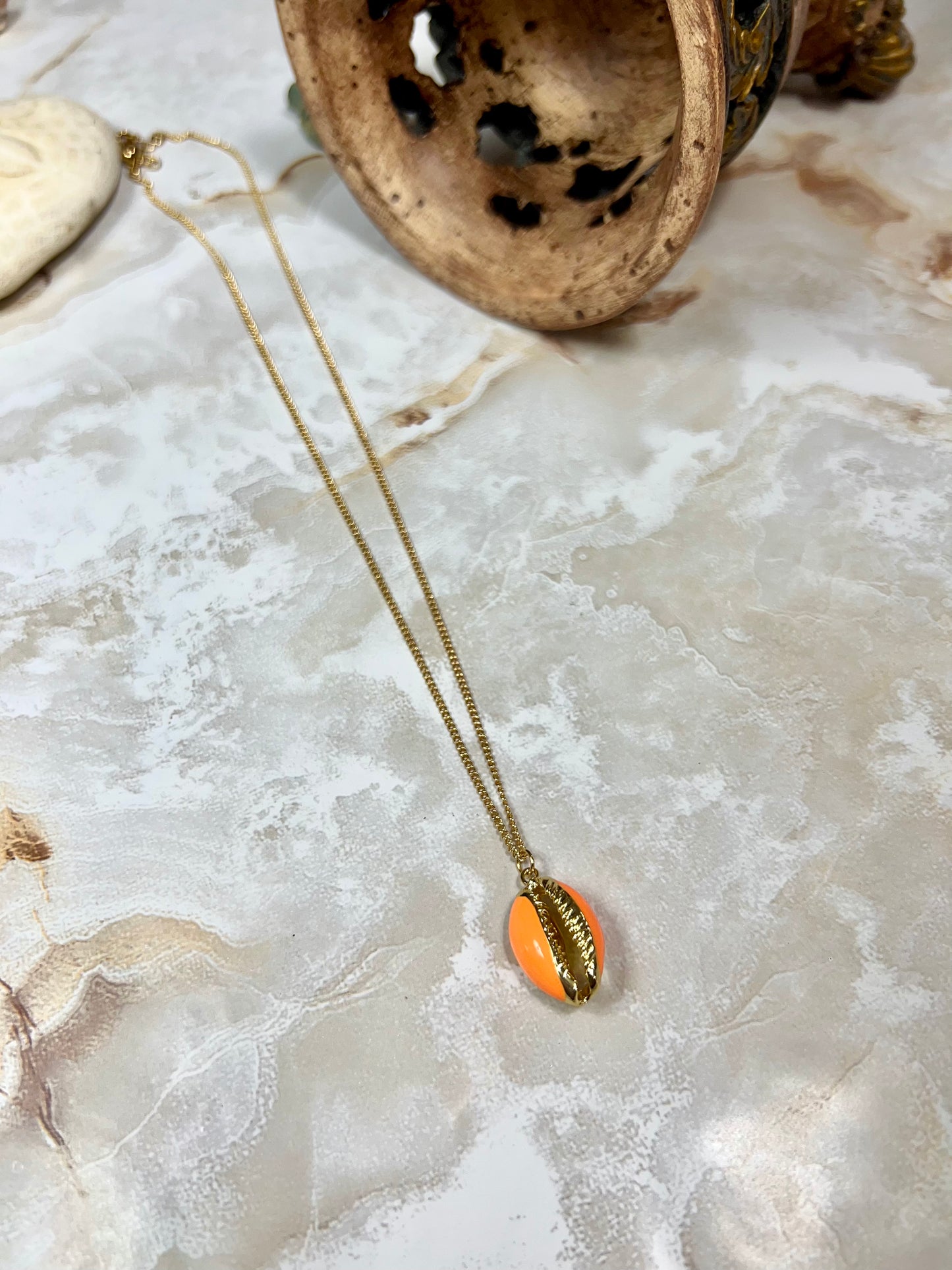 Orange Cowrie Necklace