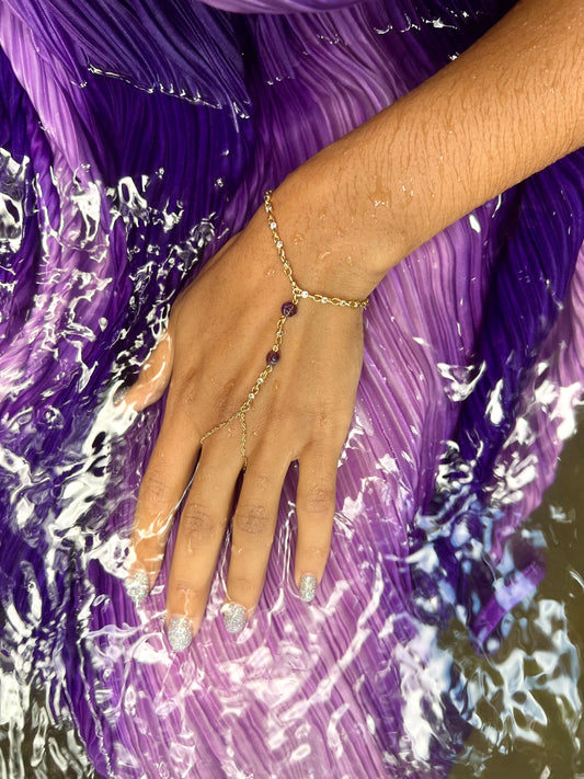 Shiny Amethyst Hand Chain