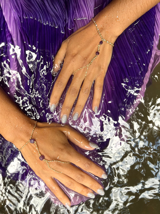 Shiny Amethyst Hand Chain