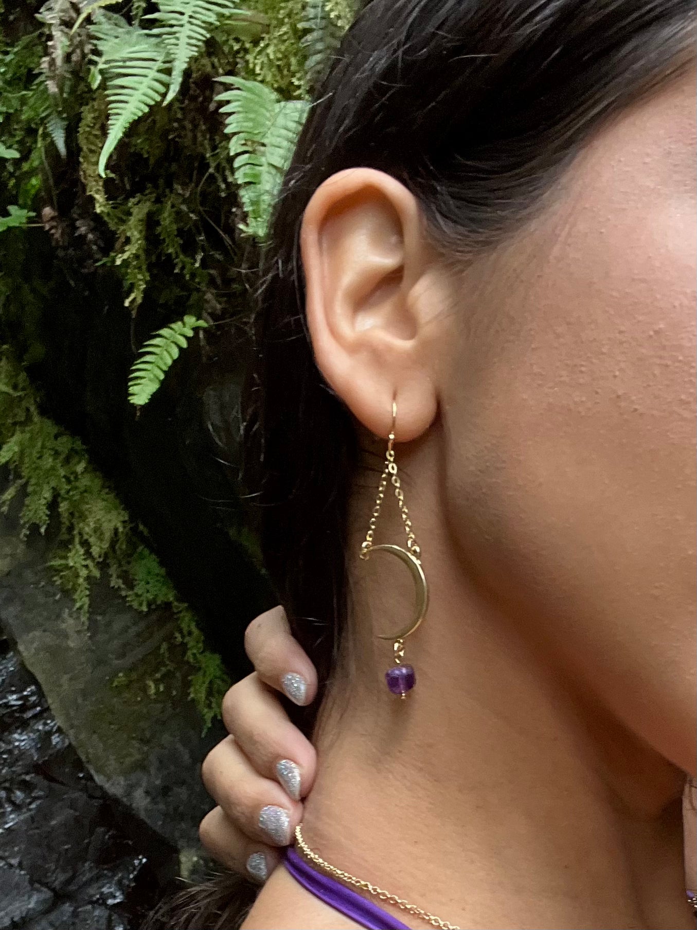 Amethyst Moon Earrings