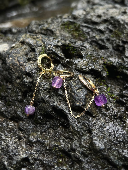 Amethyst Huggie Hoops