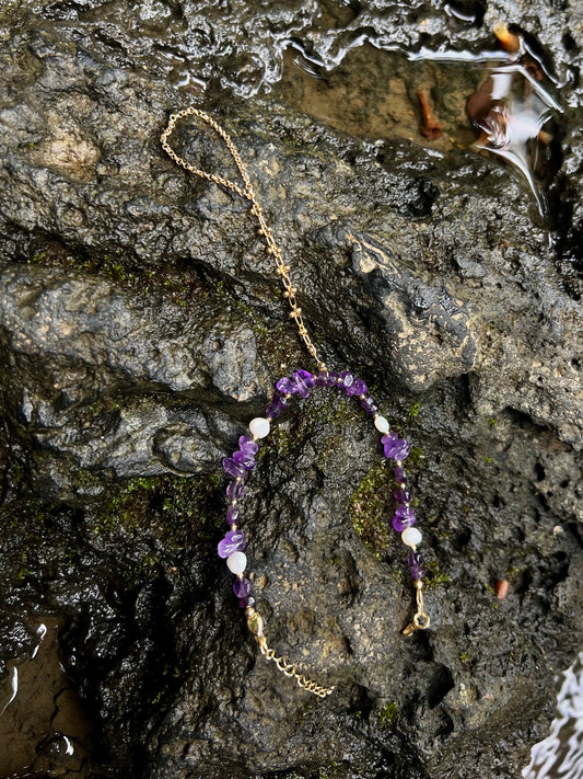 Amethyst Pearls Hand Chain