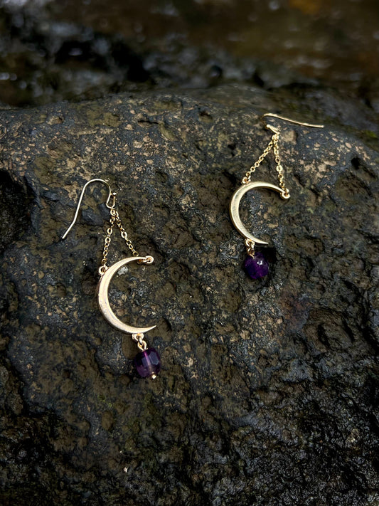 Amethyst Moon Earrings