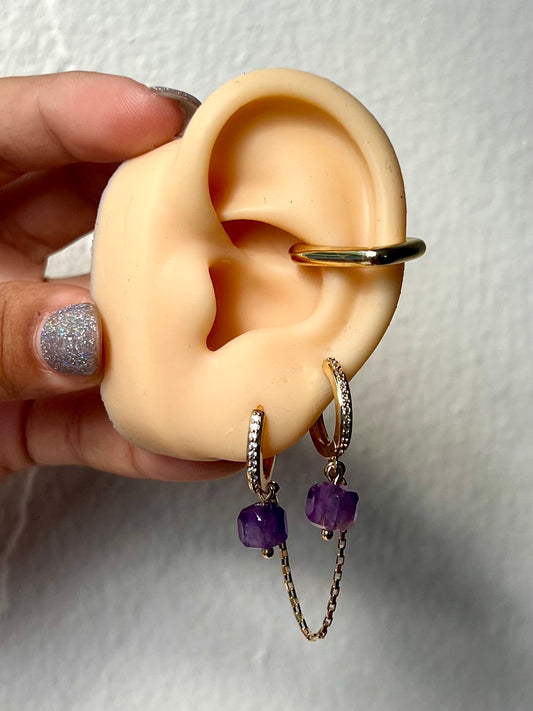 Amethyst Huggie Hoops