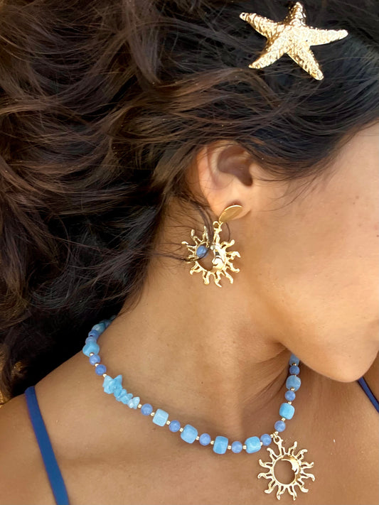 Sunny Aquamarine Stud Earrings