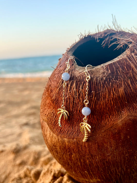 Aquamarine Palm Tree Earrings