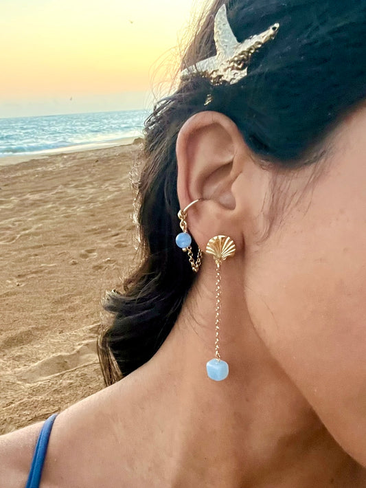 Aquamarine Seashell Earrings