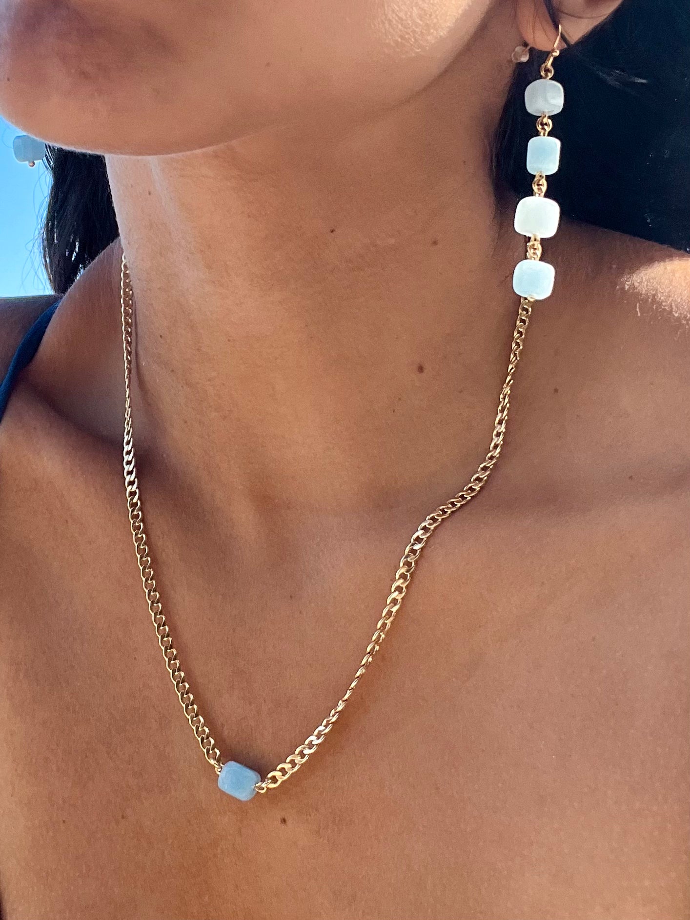 Aquamarine Cuban Necklace