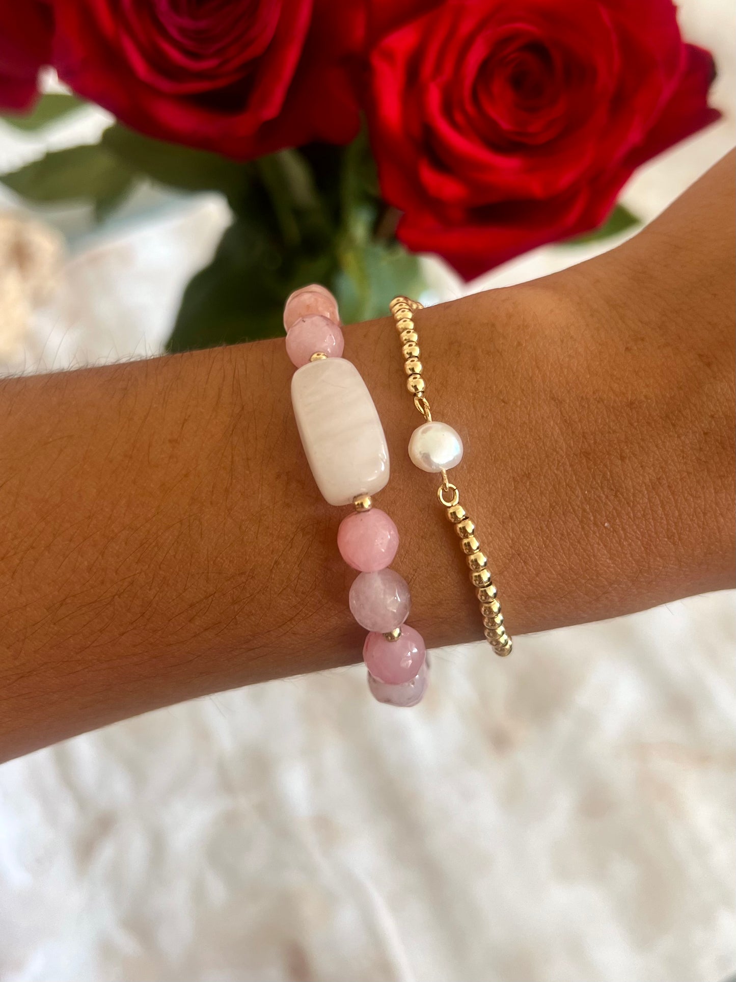 Rectangle Rose Quartz Bracelet