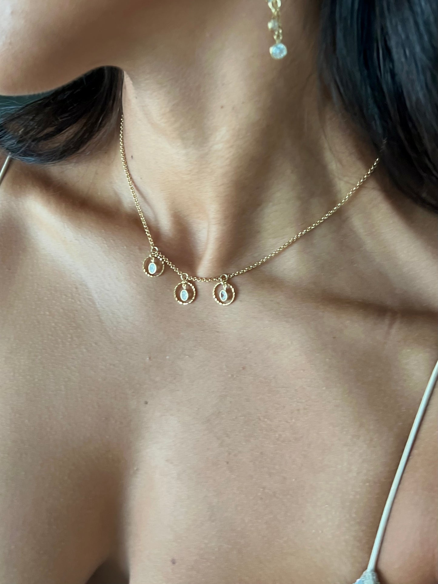 Dangle Circles Zirconia Necklace