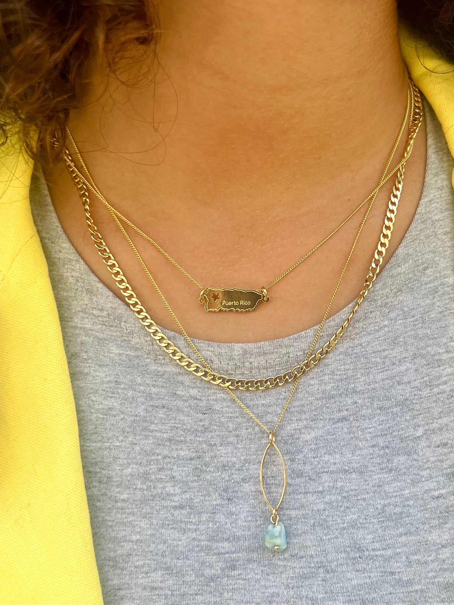 Puerto Rico Map Necklace