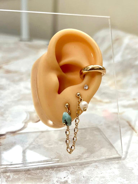 Serena Double Stud Chain Earring